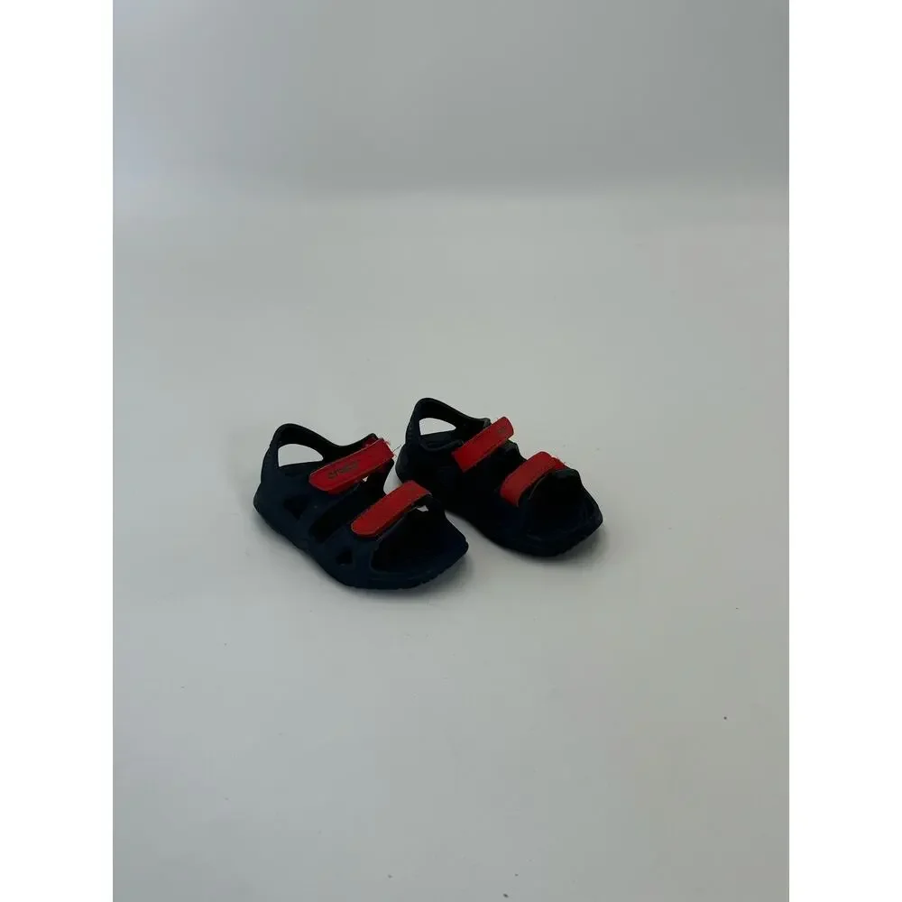 Crocs Kids Size 6 Adjustable Hook Loop Sandals Red Navy